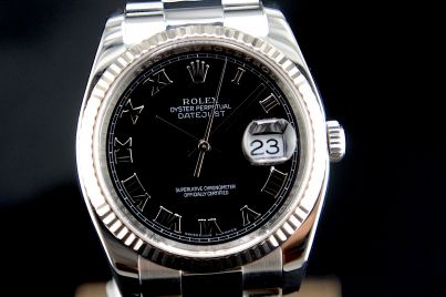 rolex date just black dial Acciaio 116234